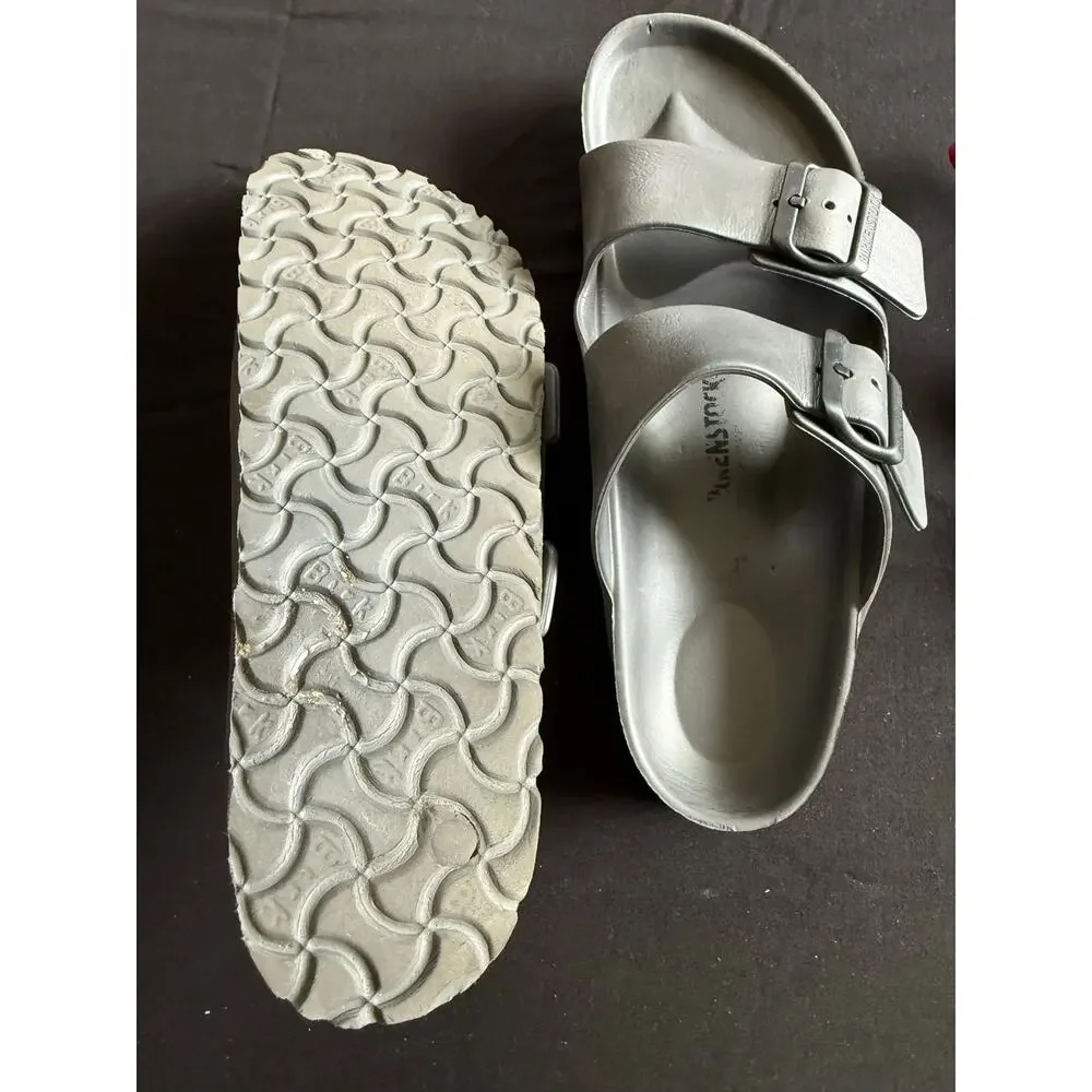 Birkenstock Arizona EVA Sandals Metallic Silver Size 41